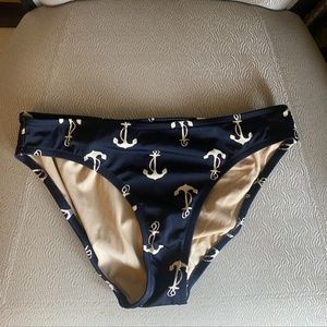 J. Crew White and Blue Anchor Bikini Bottoms